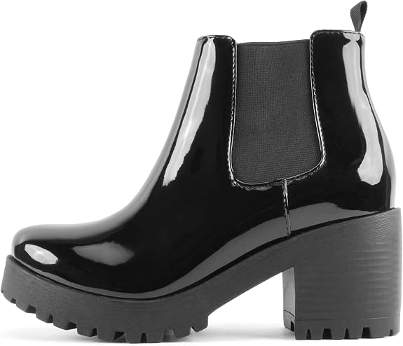 Soda Top Shoes Jaber Ankle Boot W Lug Sole Elastic Gore and Chunky Heel