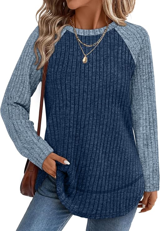 WIHOLL Long Sleeve Shirts for Women Fall Sweaters Lightweight Trendy Tops